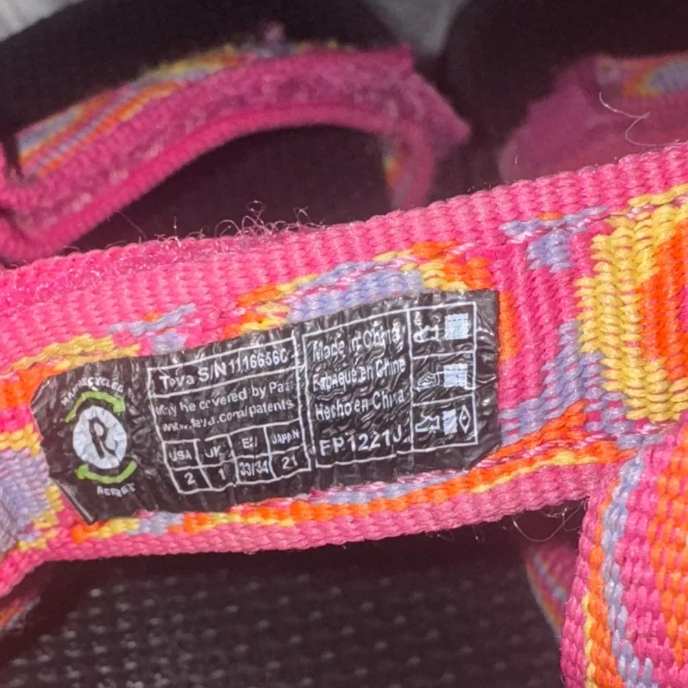 Teva Pink and Black Patterned Sandals